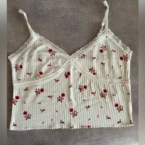 Wild Fable Floral Lace Cami Top - White and Red